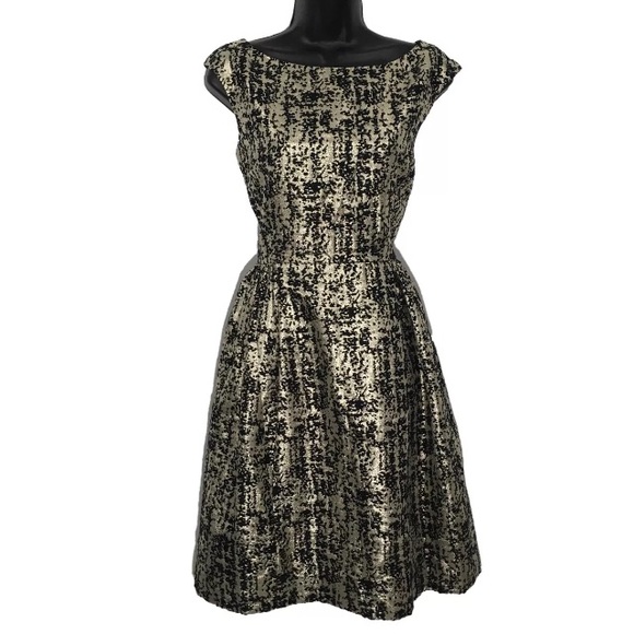 Eliza J Dresses & Skirts - ELIZA J black gold metallic texture dress a line